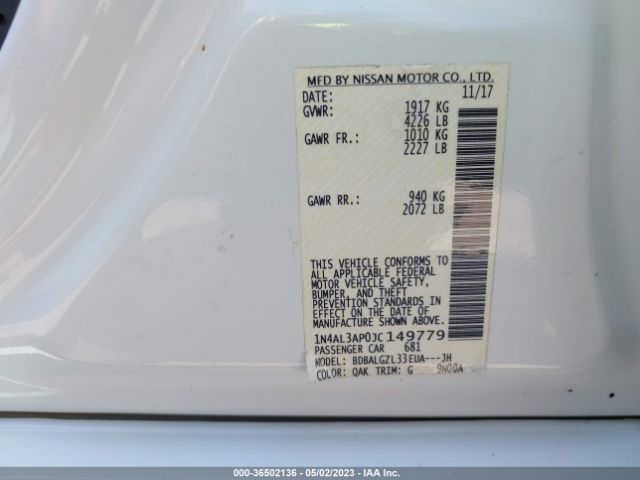 1N4AL3AP0JC149779 Nissan Altima 2.5 S