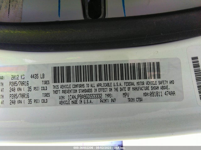 1C4NJPBA9GD553332 Jeep Patriot Sport