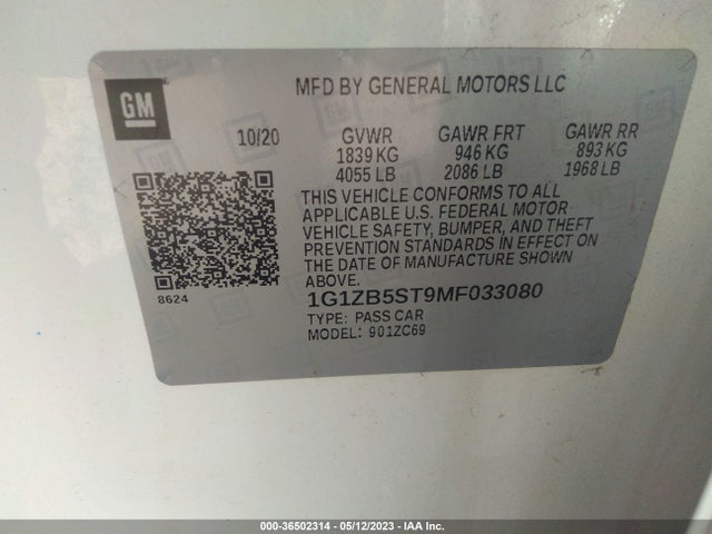 Chevrolet MALIBU LS 2021 1G1ZB5ST9MF033080 Image 9