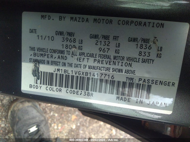 2011 MAZDA MAZDA3 I TOURING VIN: JM1BL1VGXB1417716