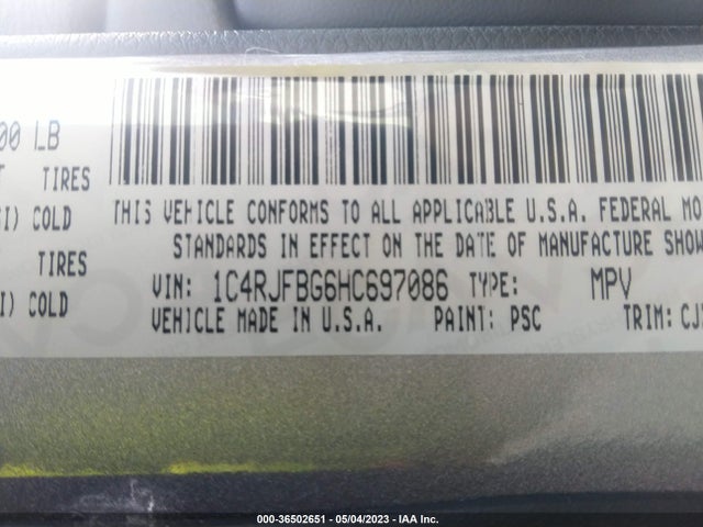 1C4RJFBG6HC697086 Jeep Grand Cherokee Limited