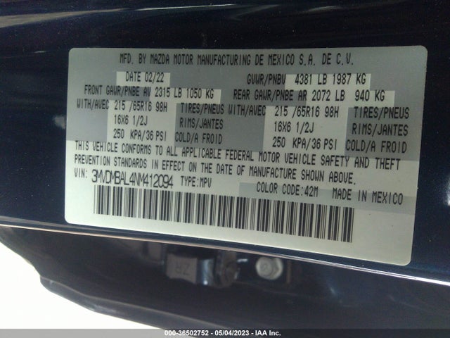 2022 MAZDA CX-30 2.5 S VIN: 3MVDMBAL4NM412094