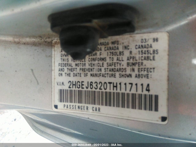 1996 HONDA CIVIC CX VIN: 2HGEJ6320TH117114