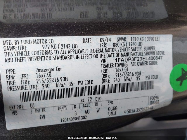 Ford FOCUS SE 2014 1FADP3F23EL400847 Image 10