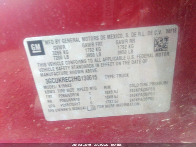 2017 CHEVROLET SILVERADO 1500 LT VIN: 3GCUKREC2HG130615