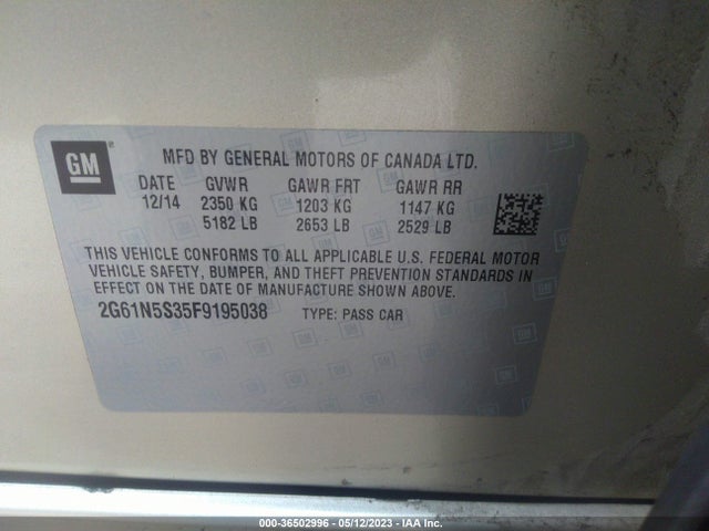 2G61N5S35F9195038 Cadillac XTS LUXURY