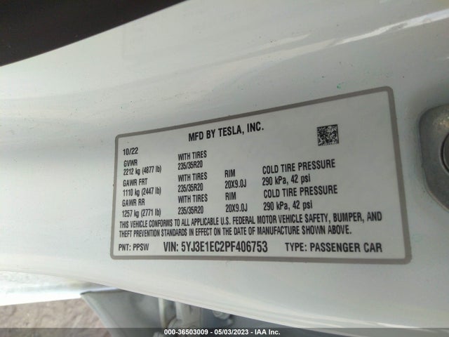 Tesla Model 3 Performance 2023 5YJ3E1EC2PF406753 Image 9