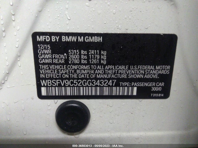 BMW M5 2016 WBSFV9C52GG343247 Image 9
