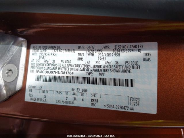 1FMCU0J97HUD81764 Ford Escape Titanium