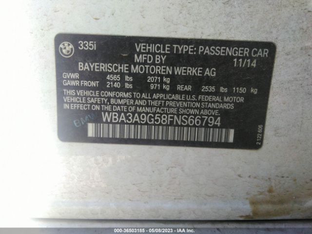 WBA3A9G58FNS66794 BMW 3 Series 335i