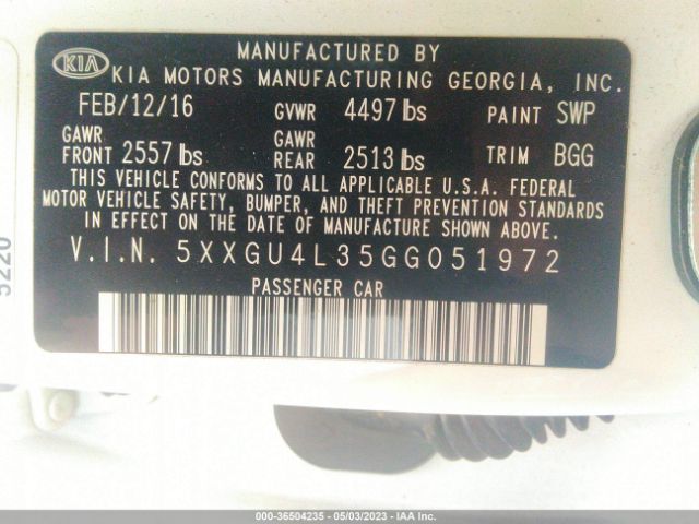 5XXGU4L35GG051972 KIA OPTIMA EX
