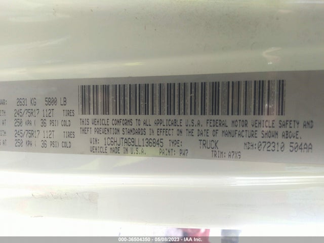 Jeep Gladiator Sport S 2020 1C6HJTAG9LL136845 Image 9
