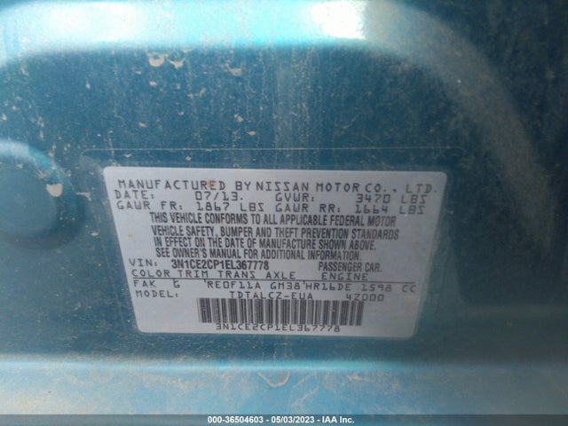 Nissan Versa Note S Plus 2014 3N1CE2CP1EL367778 Image 10