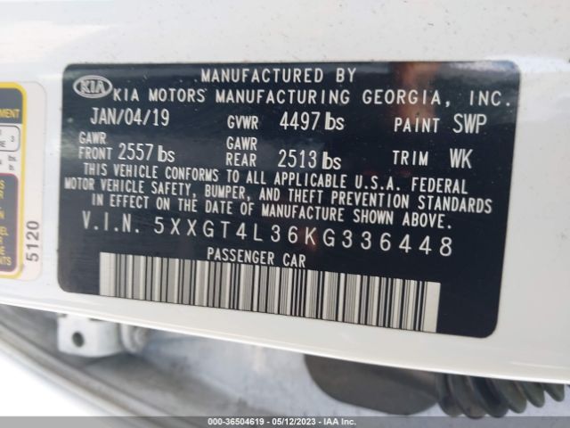 5XXGT4L36KG336448 KIA Optima Lx