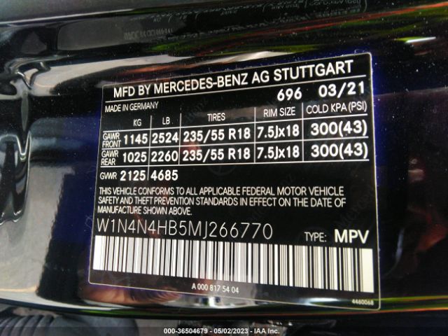 W1N4N4HB5MJ266770 Mercedes-Benz Gla Gla 250