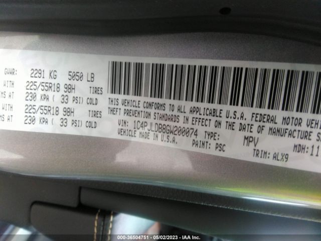 1C4PJLDB8GW200074 Jeep Cherokee Limited