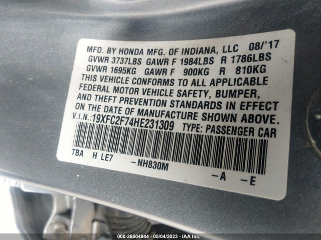 Honda Civic Sedan Ex 2017 19XFC2F74HE231309 Image 9