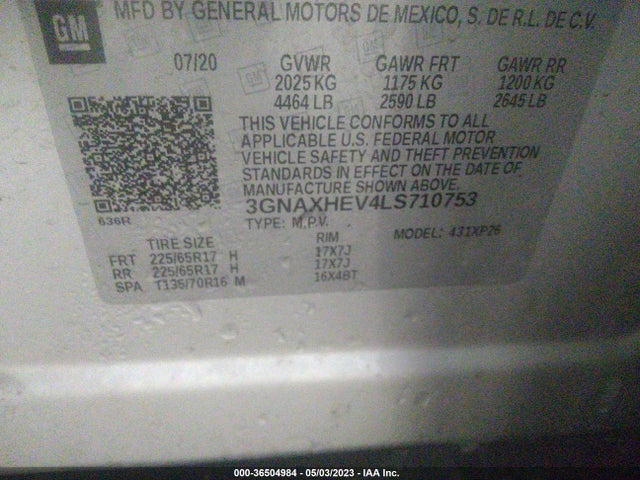 Chevrolet EQUINOX LS 2020 3GNAXHEV4LS710753 Image 9