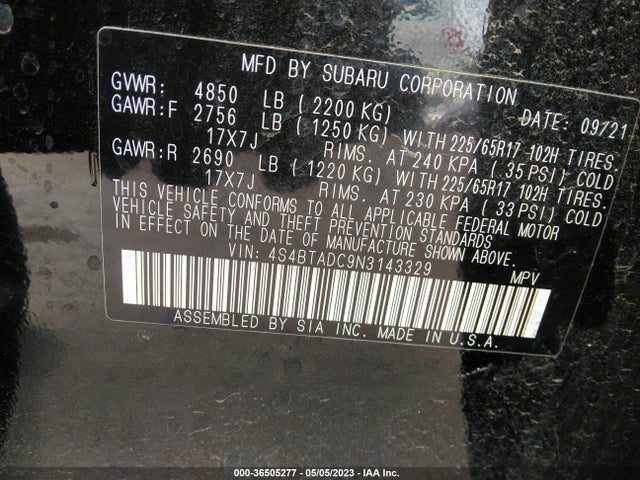 Subaru Outback Premium 2022 4S4BTADC9N3143329 Image 11