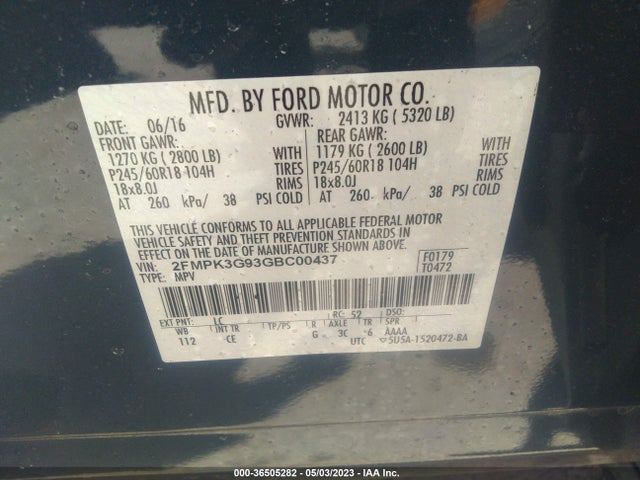 Ford EDGE SE 2016 2FMPK3G93GBC00437 Image 10