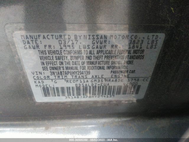 3N1AB7AP8HY294139 Nissan SENTRA SV