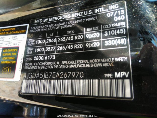 4JGDA5JB7EA267970 Mercedes-Benz M-class Ml 350