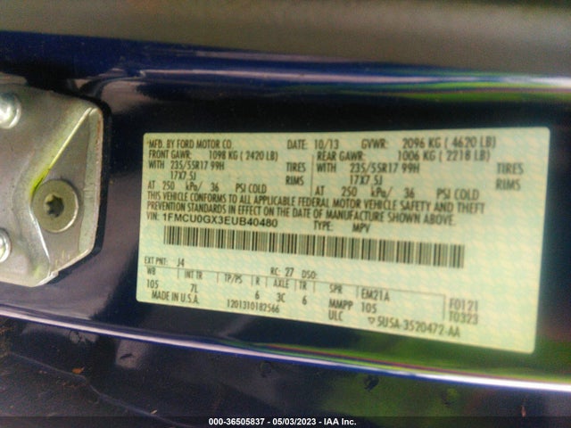 Ford ESCAPE SE 2014 1FMCU0GX3EUB40480 Image 10