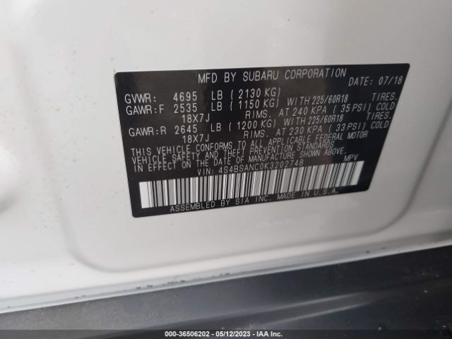 4S4BSANC0K3202748 Subaru Outback Limited