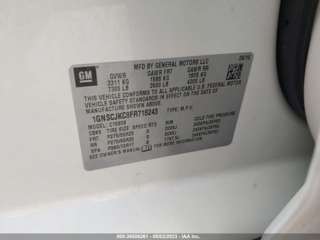 Chevrolet Suburban Lt 2015 1GNSCJKC8FR718243 Image 10