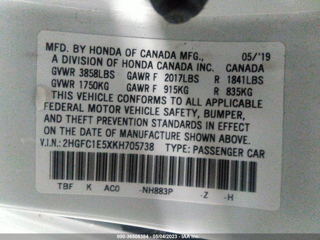 Honda CIVIC SI SEDAN 2019 2HGFC1E5XKH705738 Image 10