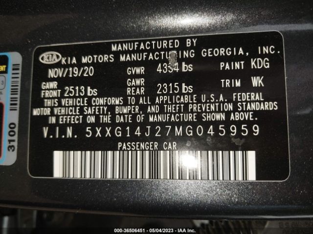 5XXG14J27MG045959 KIA K5 LXS