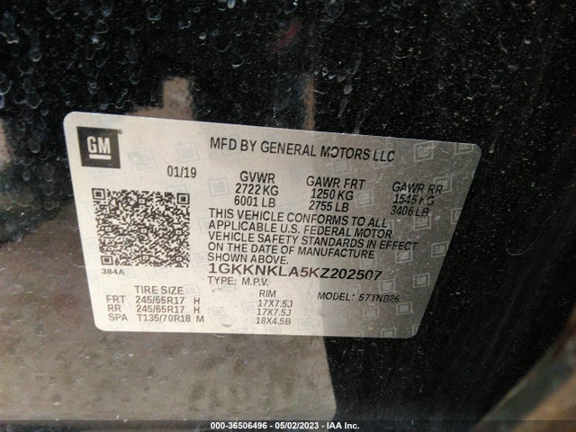 GMC ACADIA SLE 2019 1GKKNKLA5KZ202507 Image 9