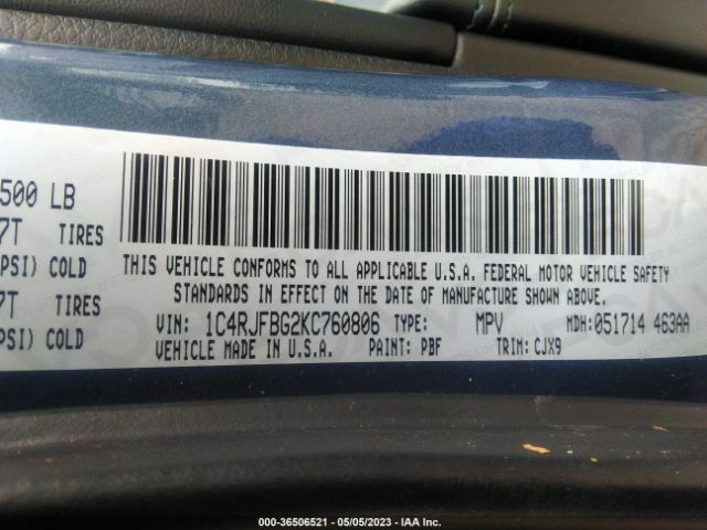 1C4RJFBG2KC760806 Jeep Grand Cherokee Limited