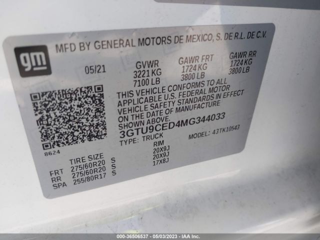 3GTU9CED4MG344033 GMC Sierra 1500 Elevation