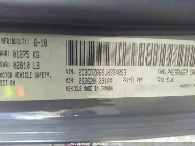 2C3CDZGG9JH334893 Dodge Challenger Gt