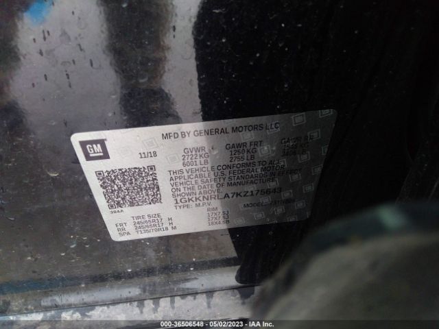 1GKKNRLA7KZ175643 GMC ACADIA SLE