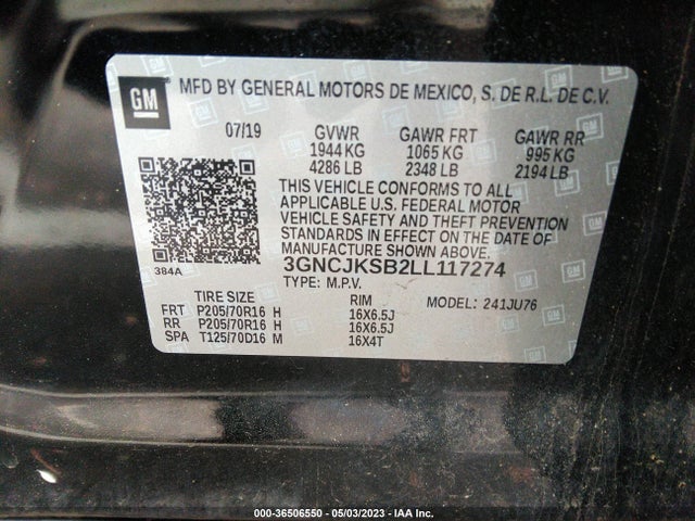 Chevrolet TRAX LS 2020 3GNCJKSB2LL117274 Image 9