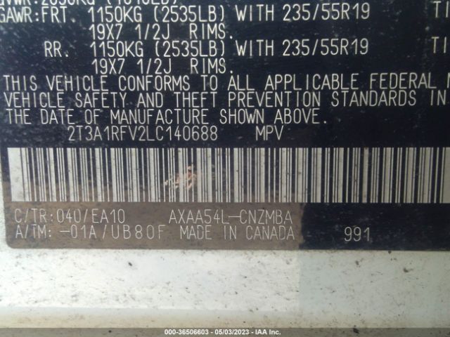 Toyota Rav4 Xle Premium 2020 2T3A1RFV2LC140688 Image 11
