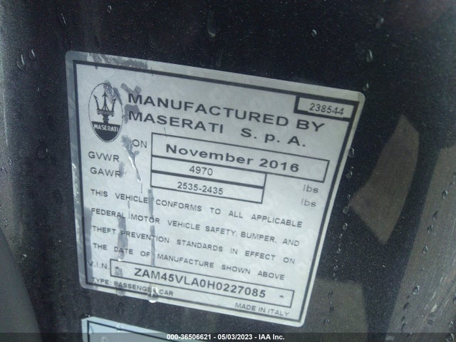 2017 Maserati Granturismo, VIN: ZAM45VLA0H0227085