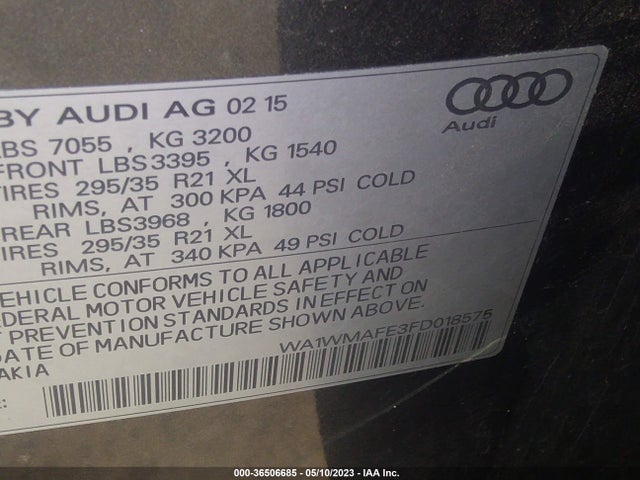 Audi Q7 3.0l Tdi Prestige 2015 WA1WMAFE3FD018575 Image 9