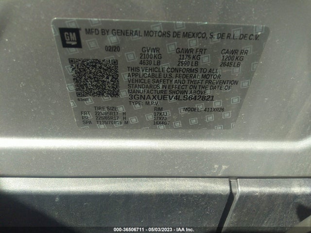 Chevrolet EQUINOX LT 2020 3GNAXUEV4LS642821 Image 9