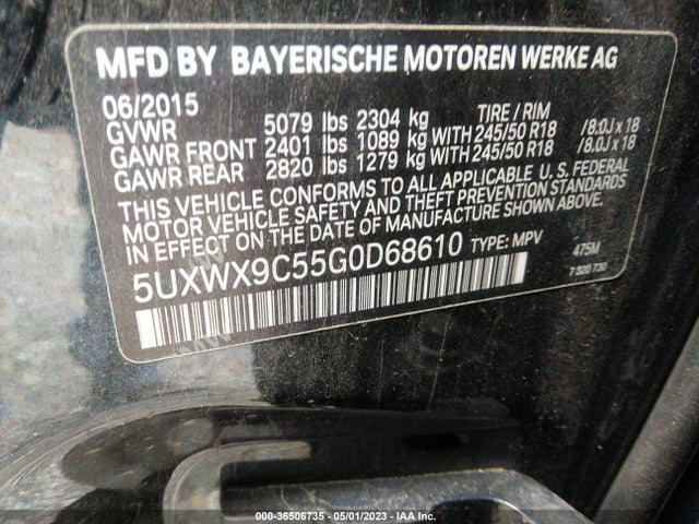 2016 BMW X3 XDRIVE28I VIN: 5UXWX9C55G0D68610