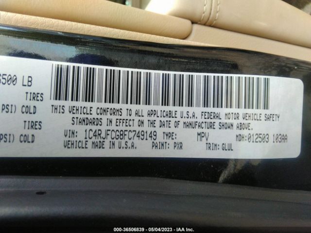 1C4RJFCG8FC749149 Jeep Grand Cherokee Overland
