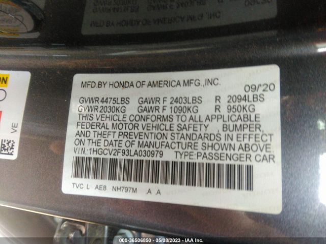 1HGCV2F93LA030979 Honda Accord Sedan Touring