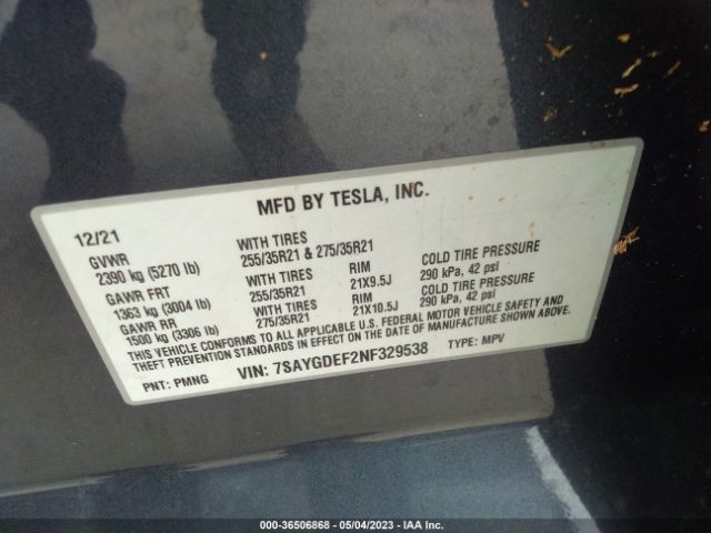 7SAYGDEF2NF329538 Tesla Model Y Performance