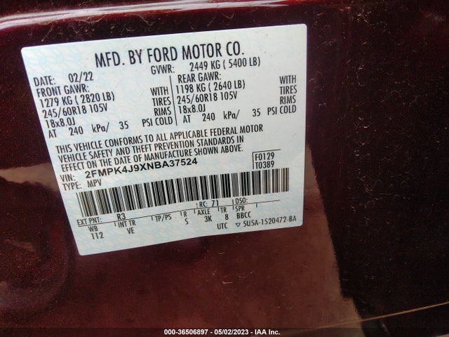 Ford Edge Sel/st-line 2022 2FMPK4J9XNBA37524 Image 9