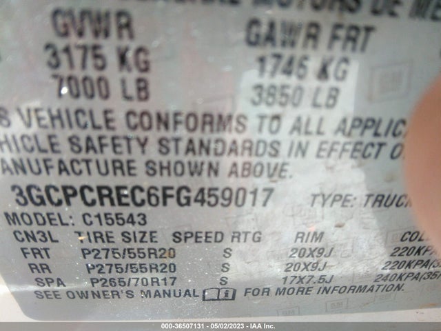 Chevrolet Silverado 1500 Lt 2015 3GCPCREC6FG459017 Image 9