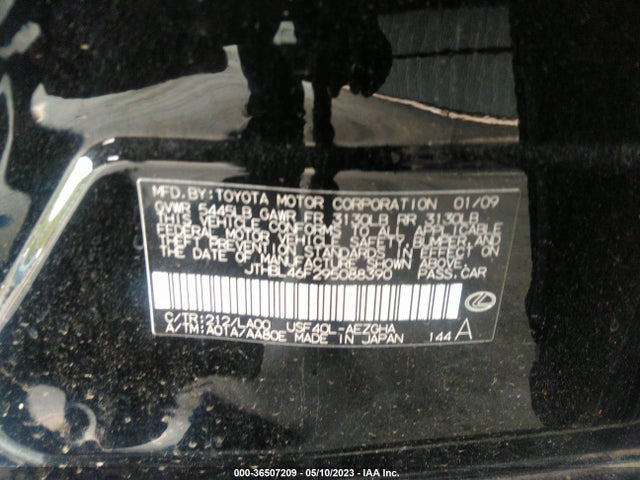 2009 LEXUS LS 460 VIN: JTHBL46F295088390