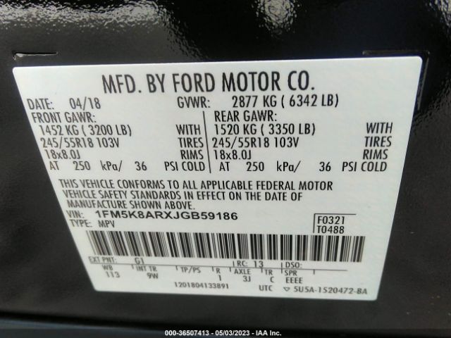 1FM5K8ARXJGB59186 Ford Police Interceptor Utility