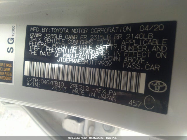 Toyota COROLLA LE 2021 JTDEPMAE5MJ119939 Image 10